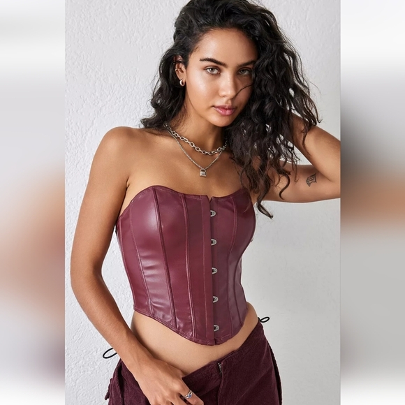 Urban Outfitters Burgundy Corset Top - Picture 2 of 14